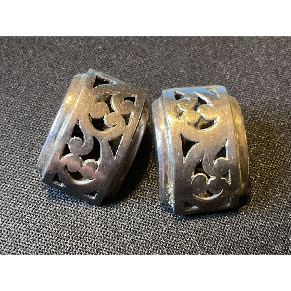 925 Sterling Silver Vintage Lois Hill Ornate Clip On Earrings